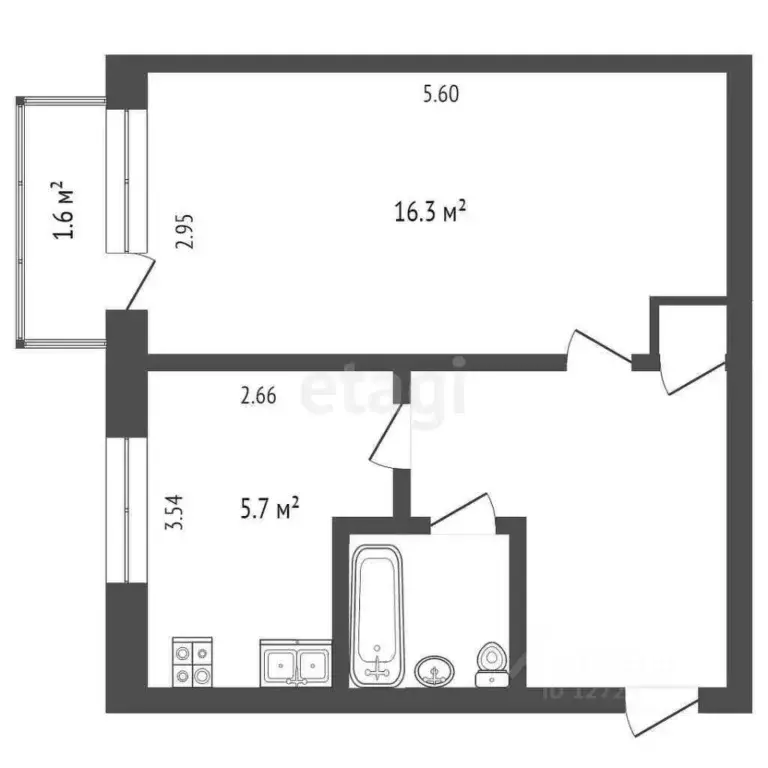 1-к кв. Калужская область, Калуга ул. Тельмана, 15 (30.1 м) - Фото 2