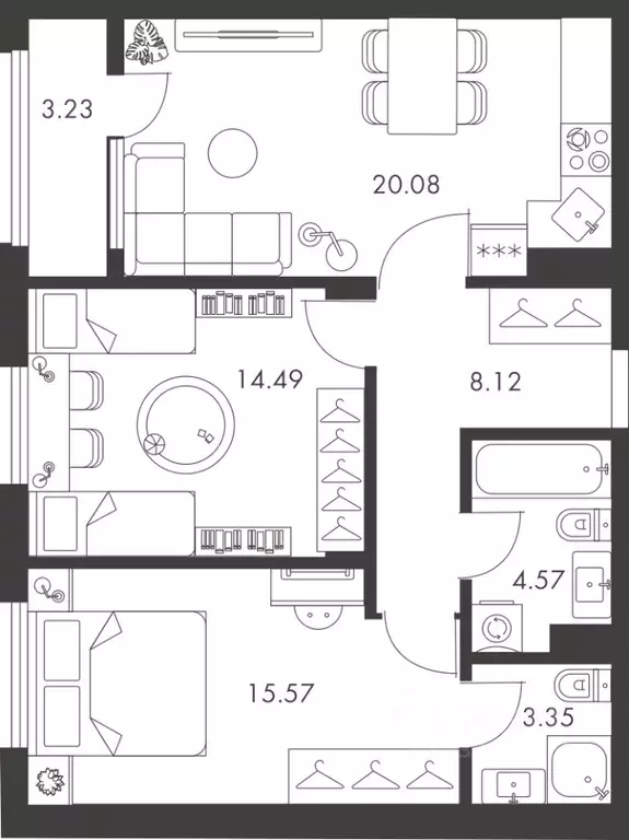 2-к кв. Тульская область, Тула ул. Карпова, 103А (69.41 м) - Фото 0