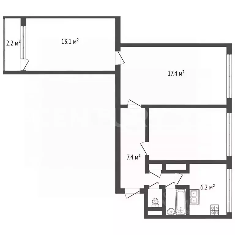 3-к кв. Санкт-Петербург ул. Партизана Германа, 23 (59.8 м) - Фото 2