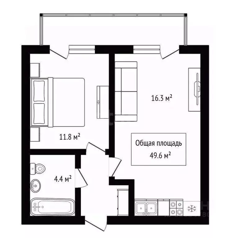 1-к кв. Новосибирская область, Новосибирск Большевистская ул., 88 ... - Фото 1