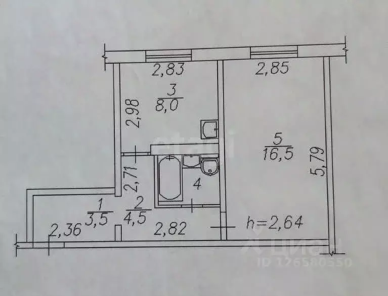 1-к кв. Кемеровская область, Новокузнецк ул. Чернышова, 20А (35.4 м) - Фото 2