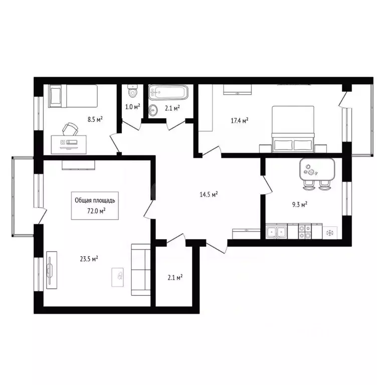 3-к кв. Алтай, Горно-Алтайск Коммунистический просп. (72.0 м) - Фото 2