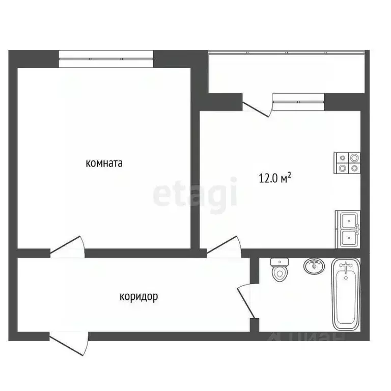 1-к кв. Забайкальский край, Чита ул. Бутина, 50 (42.0 м) - Фото 1