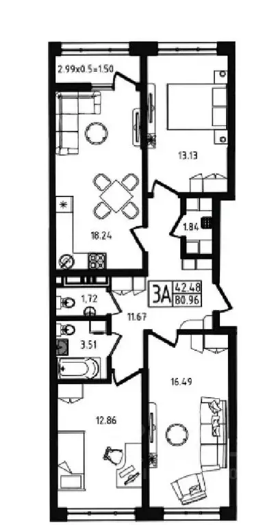 3-к кв. Адыгея, Майкоп ул. К.А. Васильева, 1к4 (80.96 м) - Фото 1