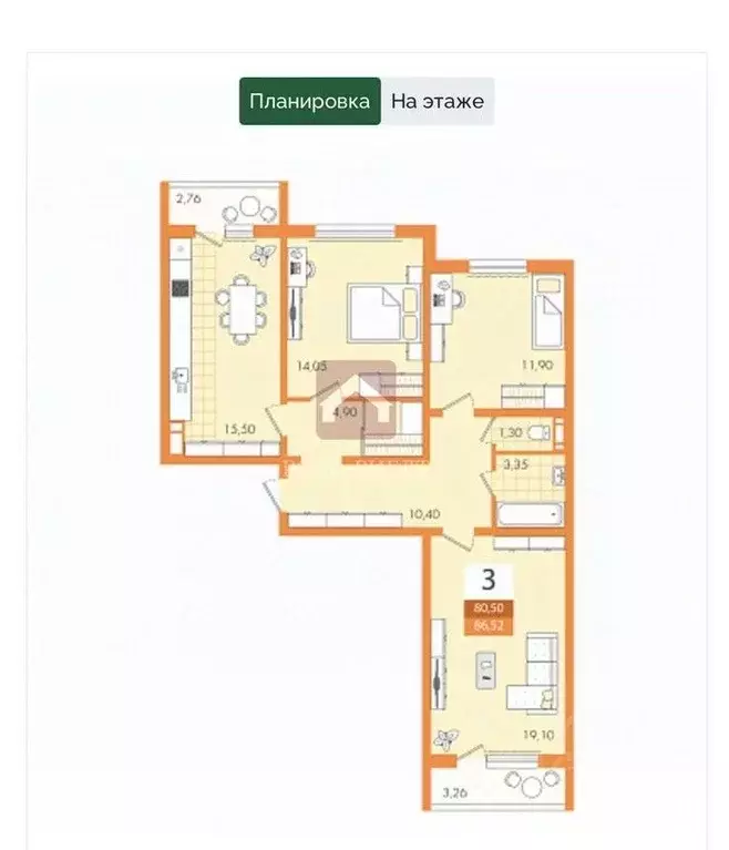 3-к кв. Саратовская область, Саратов ул. Имени Б.Н. Еремина, 18 (86.0 ... - Фото 2