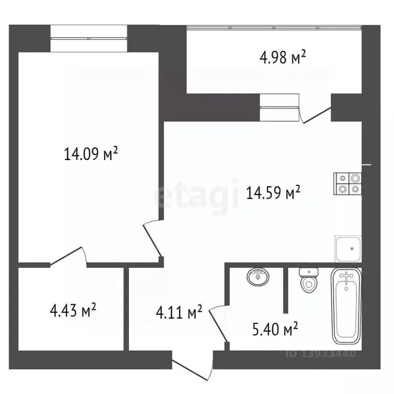 1-к кв. Тюменская область, Тюмень Широтная ул., 209к1 (43.2 м) - Фото 1