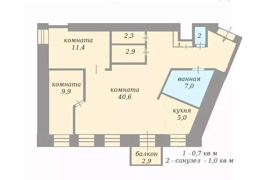 3-к кв. Санкт-Петербург ул. Маркина, 10 (80.8 м) - Фото 1