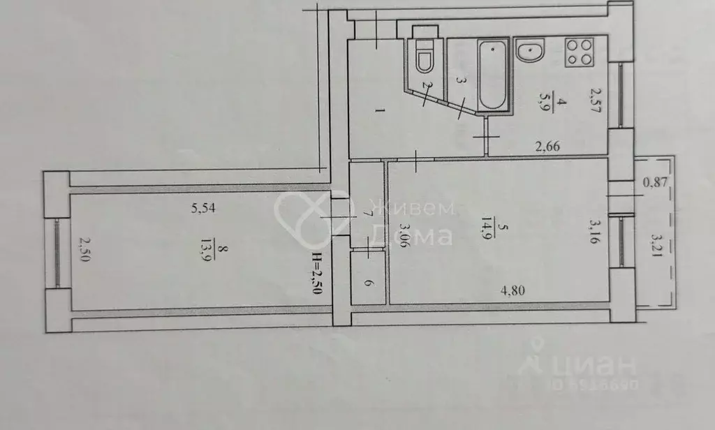 2-к кв. Волгоградская область, Волгоград Триумфальная ул., 14 (44.8 м) - Фото 2