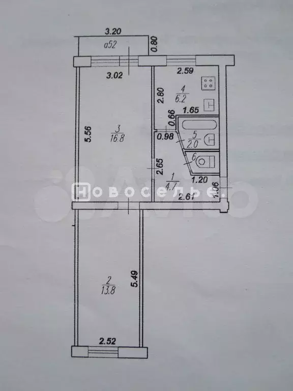 2-к. квартира, 44,5 м, 5/5 эт. - Фото 0