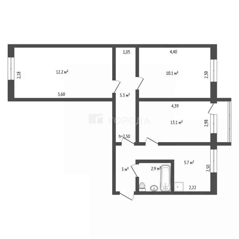 3-к кв. Алтайский край, Барнаул просп. Ленина, 27А/64А (54.0 м) - Фото 2