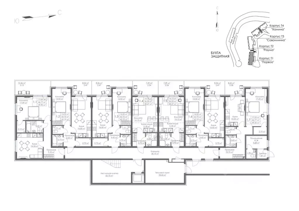 1-к кв. Ленинградская область, Выборг наб. Адмирала Чичагова, 10 (49.9 ... - Фото 2