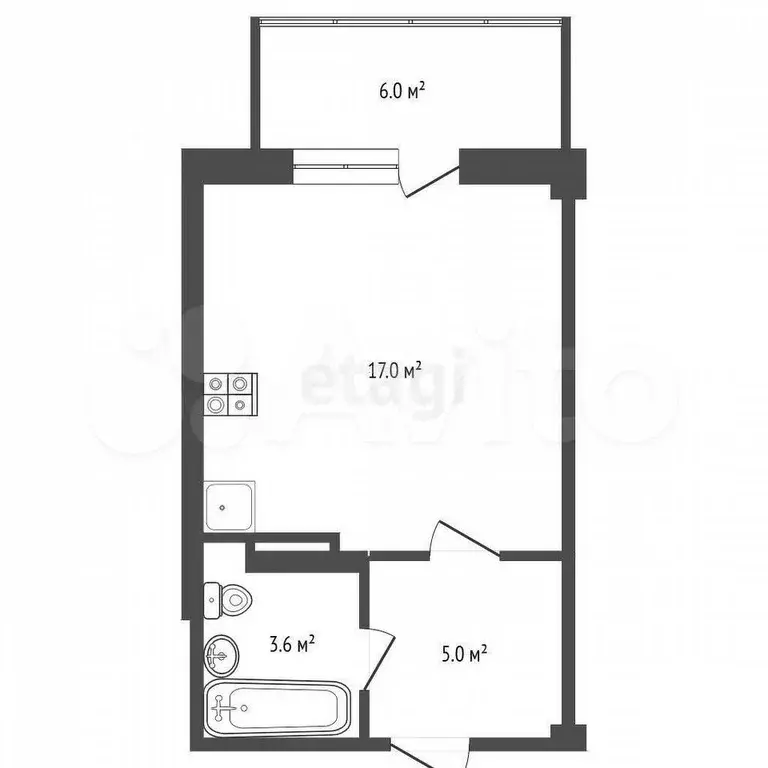 Квартира-студия, 31 м, 4/9 эт. - Фото 0