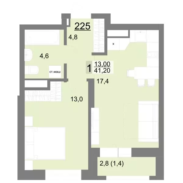 1-комнатная квартира: Екатеринбург, улица Металлургов, 63 (41.2 м) - Фото 0