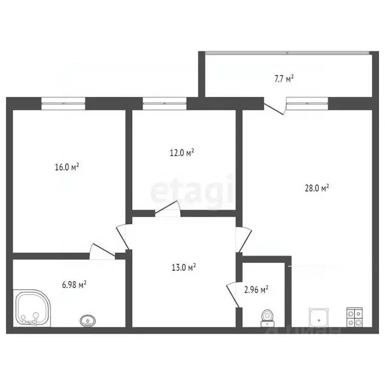 2-к кв. Тюменская область, Тюмень ул. Николая Федорова, 28 (79.7 м) - Фото 2