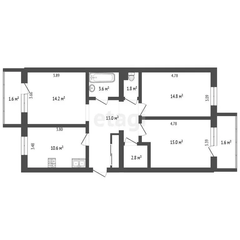3-комнатная квартира: Биробиджан, Советская улица, 48 (83 м) - Фото 1