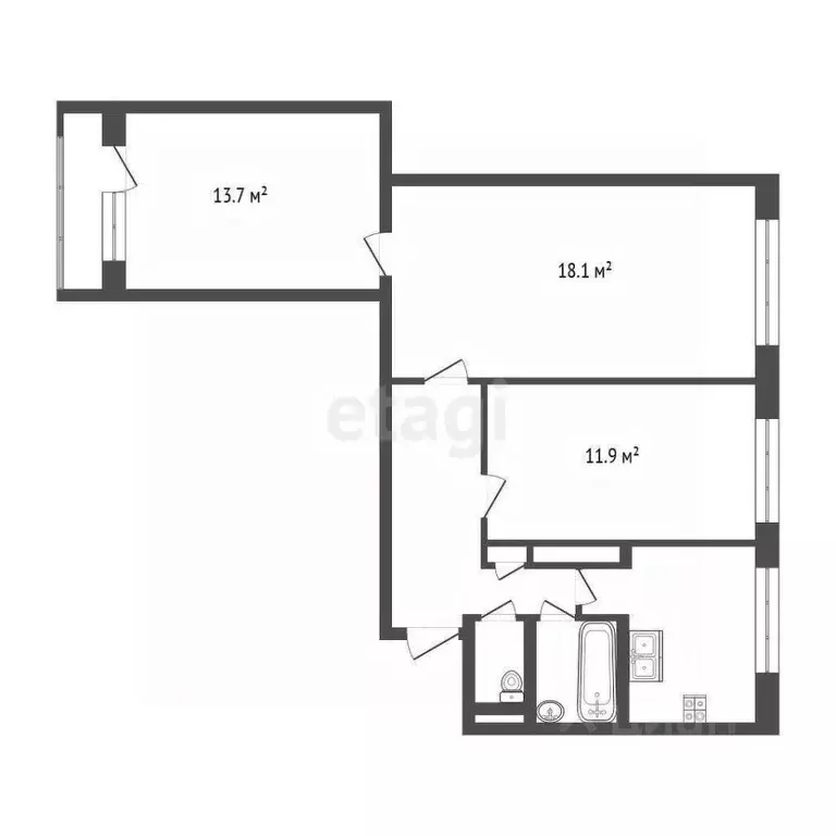 3-к кв. Санкт-Петербург Петергофское ш., 5К1 (61.2 м) - Фото 2