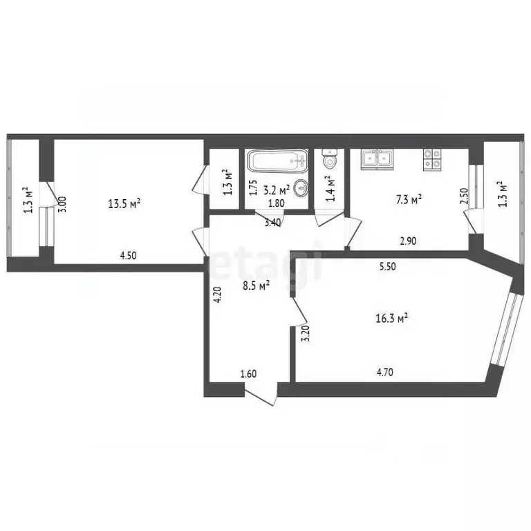 2-к кв. Мордовия, Саранск Коммунистическая ул., 8 (54.1 м) - Фото 2