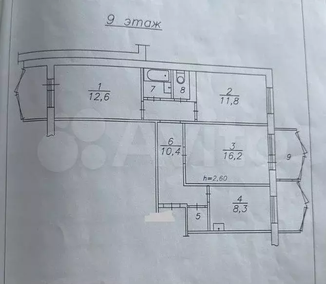 3-к. квартира, 64,5 м, 9/10 эт. - Фото 0