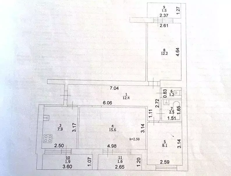 3-к кв. Татарстан, Казань ул. Ильича, 19/43 (69.0 м) - Фото 2