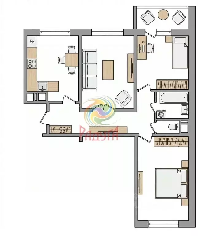 3-к кв. Ивановская область, Иваново Рождественский мкр, 8 (79.3 м) - Фото 1