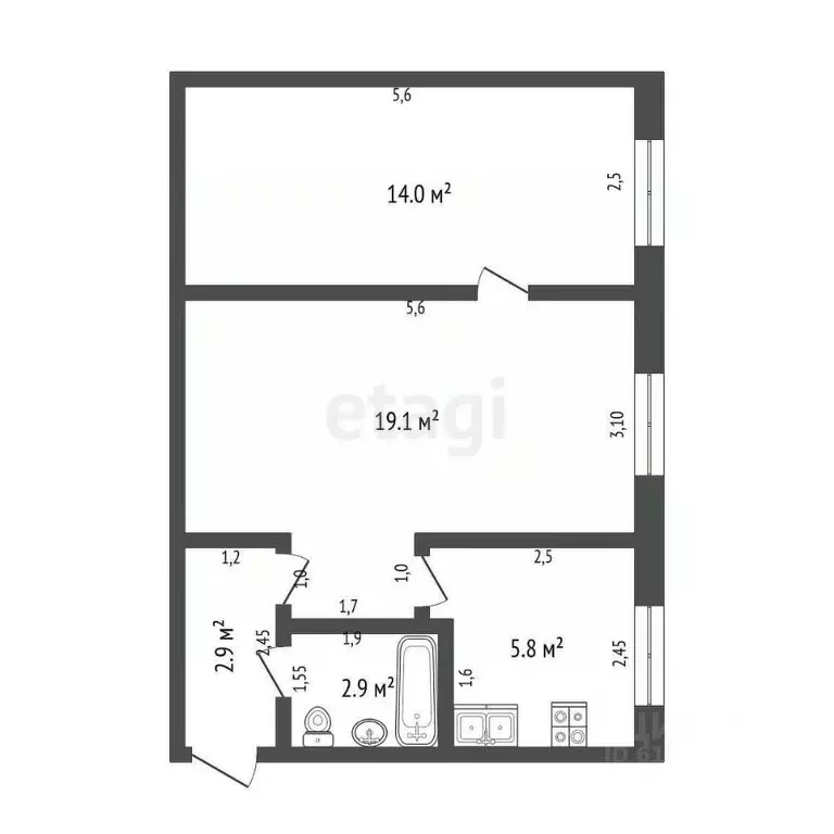 2-к кв. Мордовия, Саранск ул. Титова, 140 (44.7 м) - Фото 1