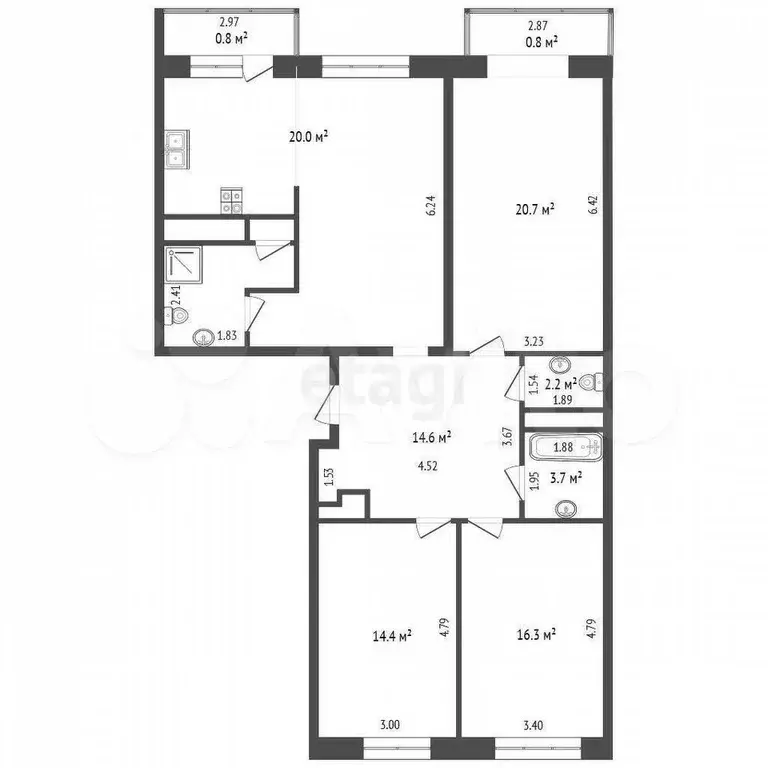 4-к. квартира, 110 м, 19/24 эт. - Фото 0