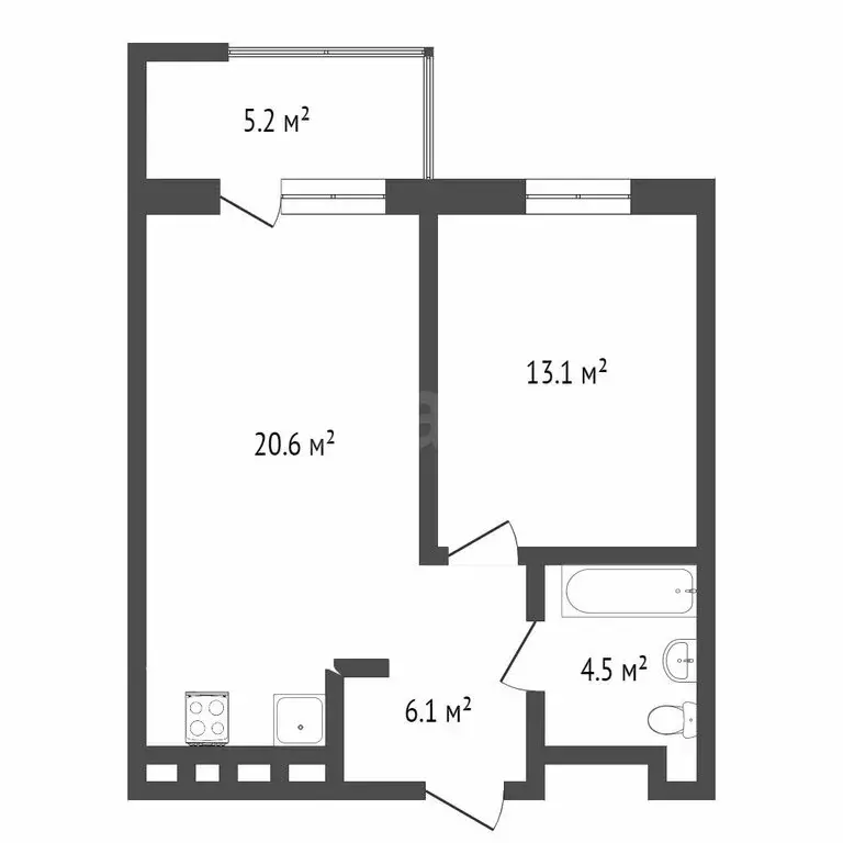 1-комнатная квартира: Тюмень, улица Монтажников, 57 (44.8 м) - Фото 1