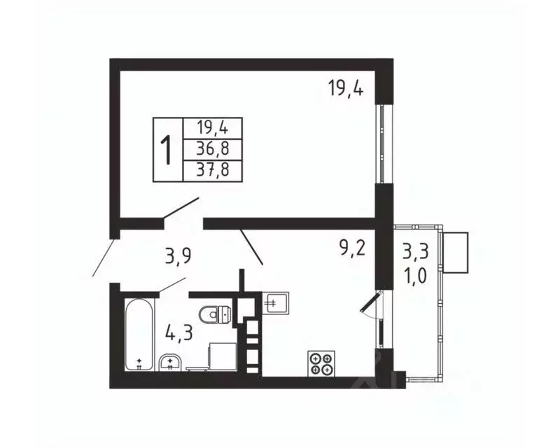 1-к кв. Московская область, Мытищи городской округ, д. Пирогово ... - Фото 1