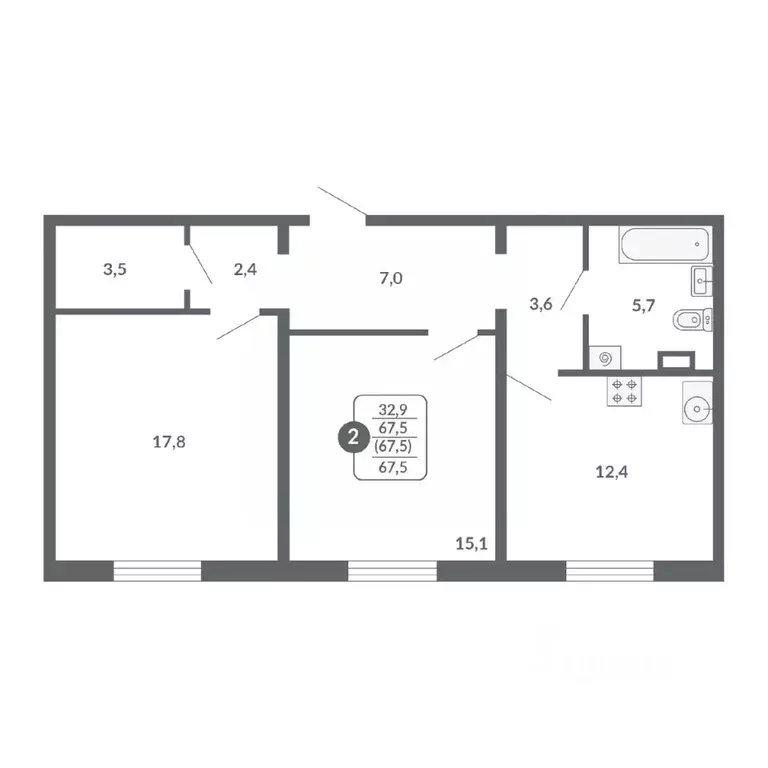 2-к кв. Кировская область, Киров ул. Пушкина, 25 (67.5 м) - Фото 1