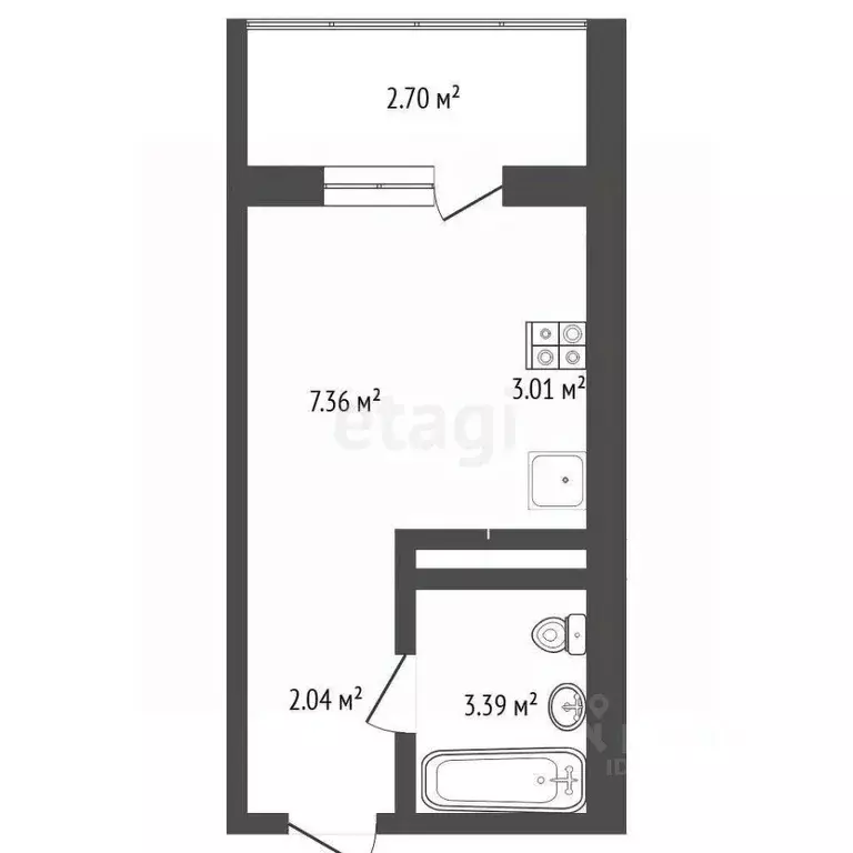 Студия Тюменская область, Тюмень ул. Новоселов, 117 (15.9 м) - Фото 2