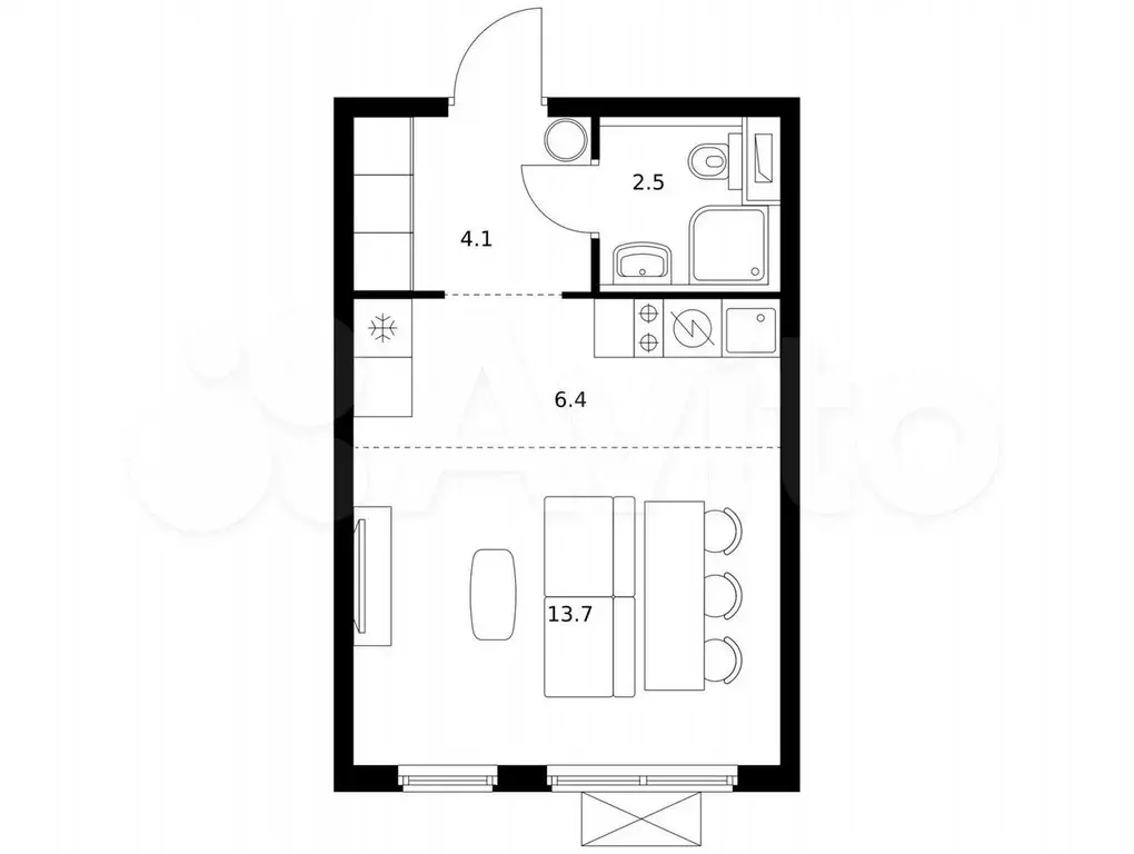 Квартира-студия, 26,7 м, 6/24 эт. - Фото 0