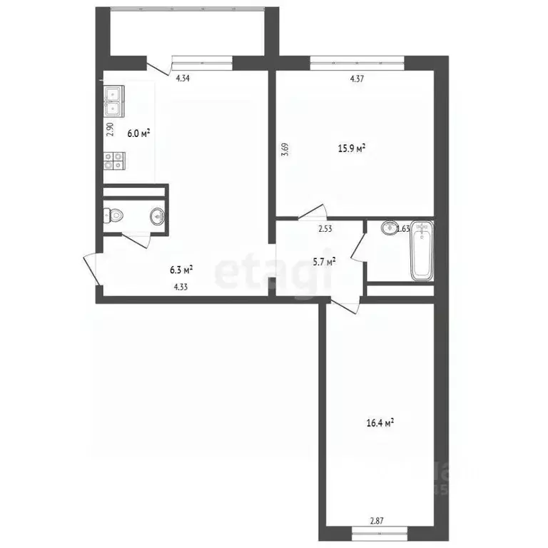 3-к кв. Челябинская область, Челябинск ул. Александра Шмакова, 17А ... - Фото 1