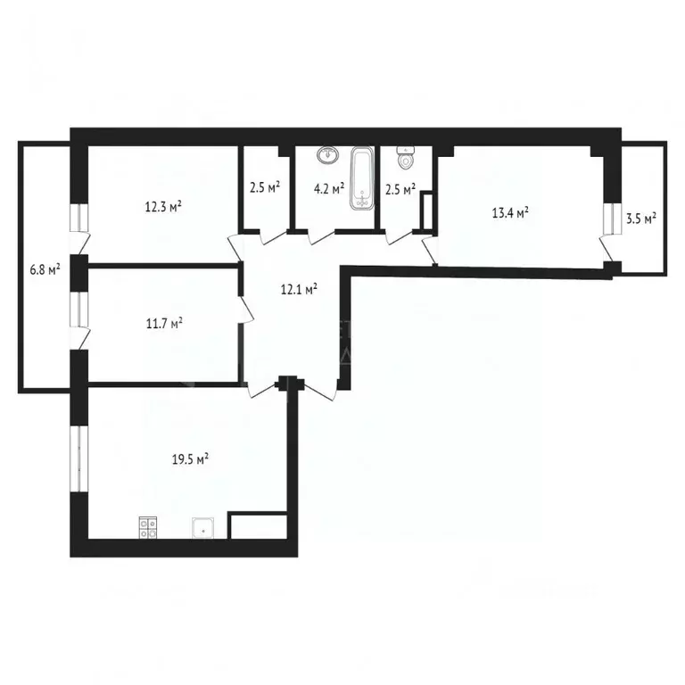3-к кв. Тюменская область, Тюмень Кремлевская ул., 112к1 (77.6 м) - Фото 2