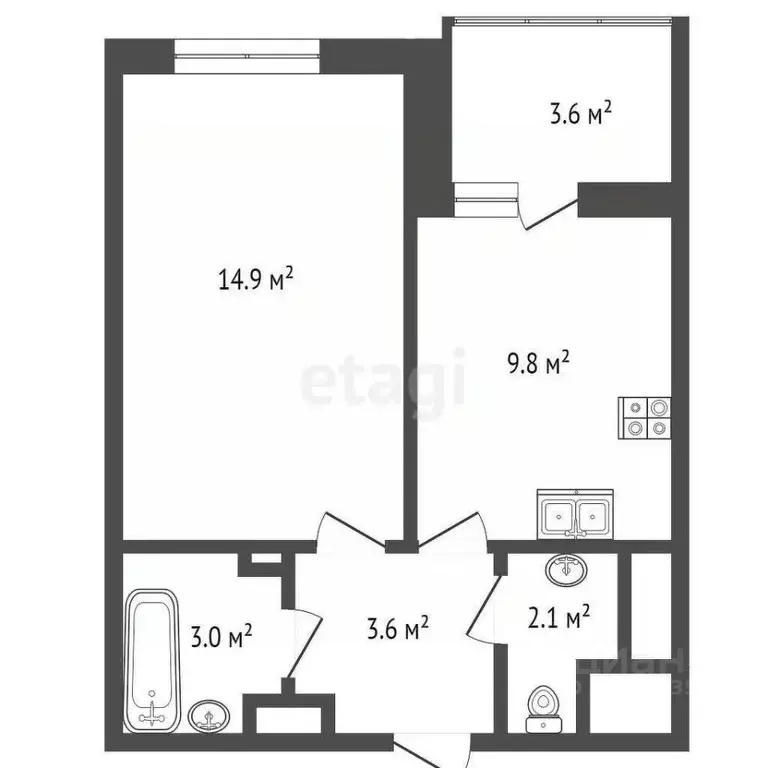 1-к кв. московская область, красногорск бул. космонавтов, 12к1 (34.8 . - Фото 1