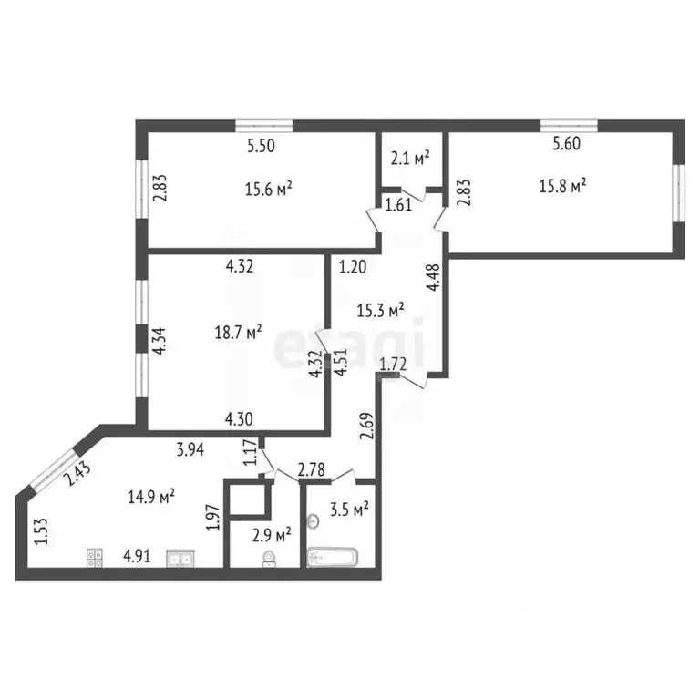 3-к кв. Санкт-Петербург ул. Латышских Стрелков, 17к1 (88.8 м) - Фото 1