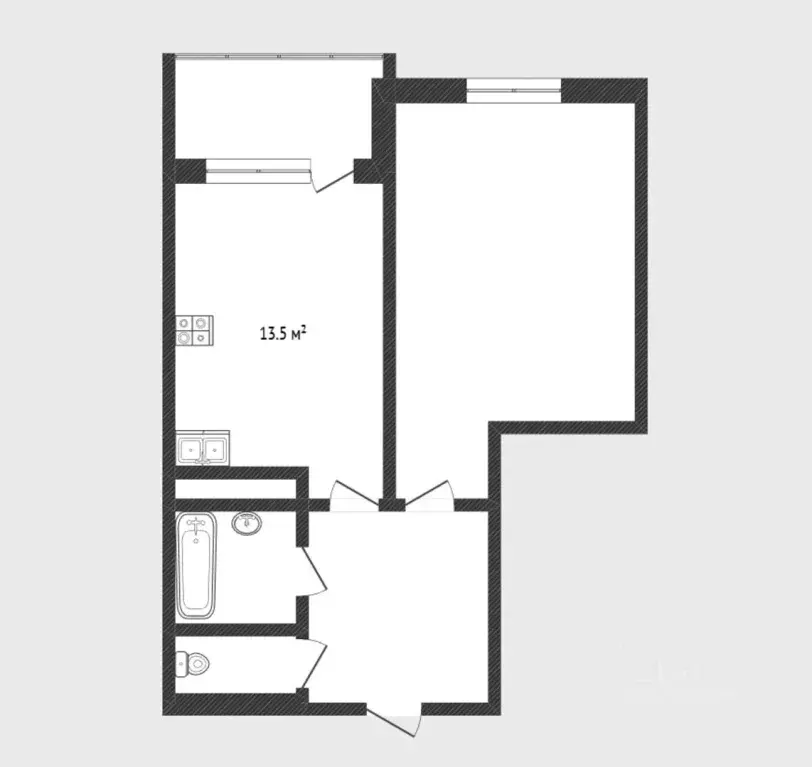 1-к кв. Тюменская область, Тюмень ул. Николая Ростовцева, 25 (42.8 м) - Фото 2