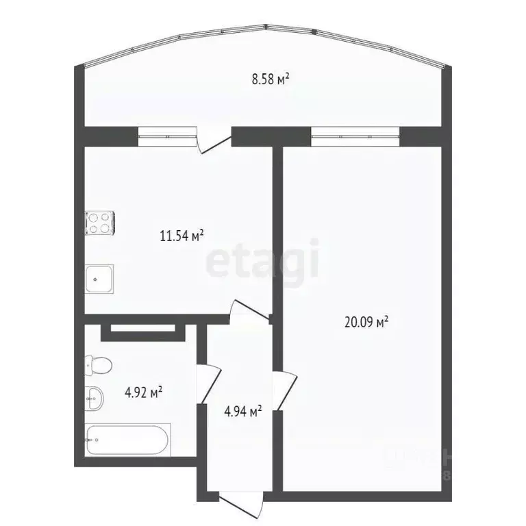 1-к кв. Брянская область, Брянск ул. Дуки, 77 (45.0 м) - Фото 2