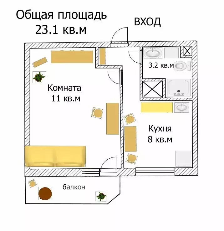 1-комнатная квартира: Кудрово, проспект Строителей, 5 (23.1 м) - Фото 0