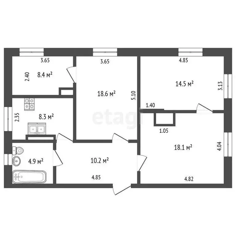 3-комнатная квартира: Харовск, улица Ветеранов, 9 (84.1 м) - Фото 1