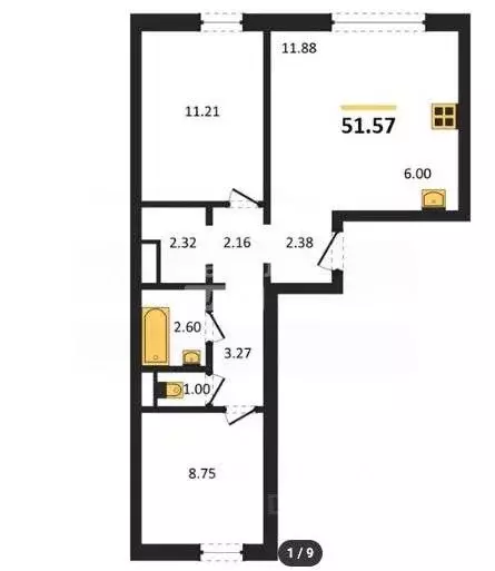 2-к кв. Челябинская область, Челябинск Нефтебазовая ул., 1-15 (51.0 м) - Фото 2
