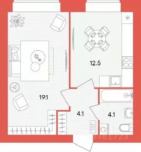 1-к кв. Пензенская область, Пензенский район, Мичуринский сельсовет, ... - Фото 1