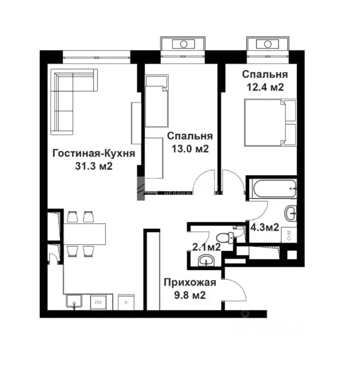 3-к кв. Москва Дегунинская ул., 7 (72.9 м) - Фото 2