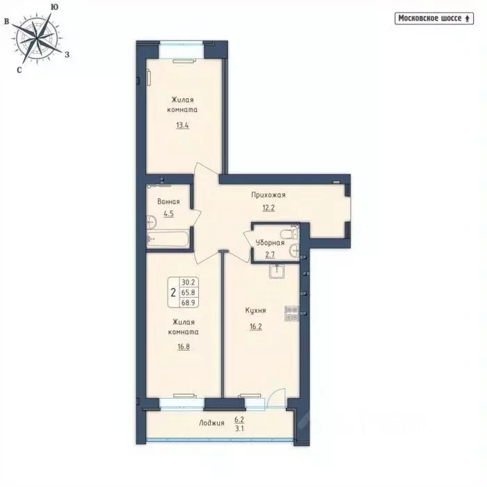 2-к кв. Орловская область, Орел Московское ш., 7Б (68.9 м) - Фото 0