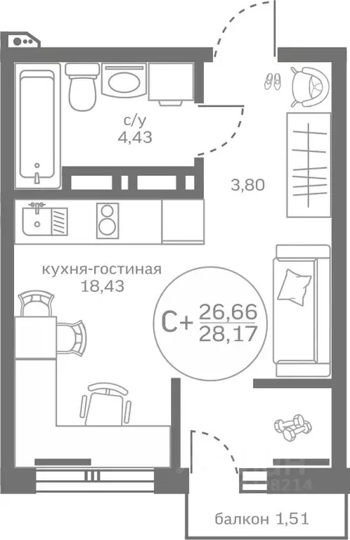 Студия Тюменская область, Тюменский район, д. Патрушева ул. Петра ... - Фото 0