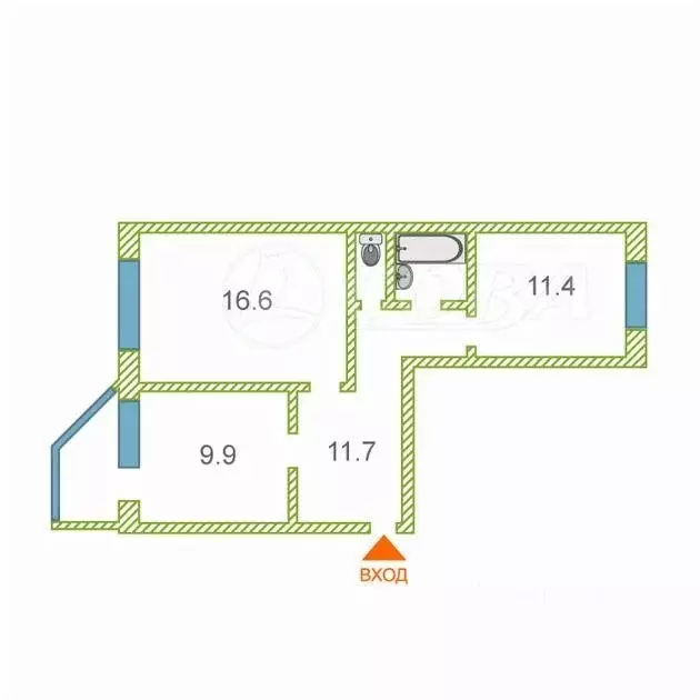 2-к кв. Ханты-Мансийский АО, Нефтеюганск 13-й мкр, 17 (54.0 м) - Фото 1