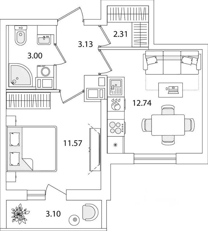 1-к кв. Санкт-Петербург ул. Тамбасова, 5Н (34.3 м) - Фото 0