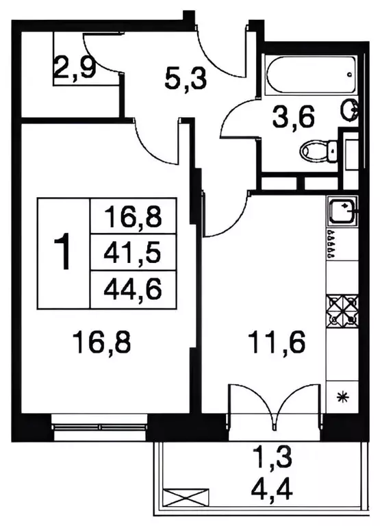 1-к кв. Московская область, Котельники ул. Кузьминская, 5 (42.0 м) - Фото 2