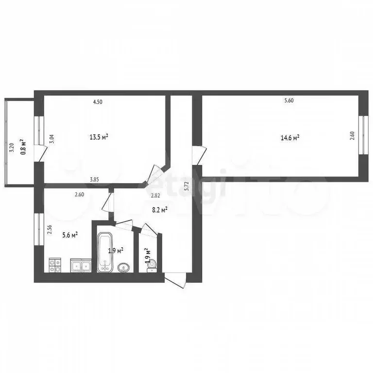 2-к. квартира, 50 м, 3/5 эт. - Фото 0