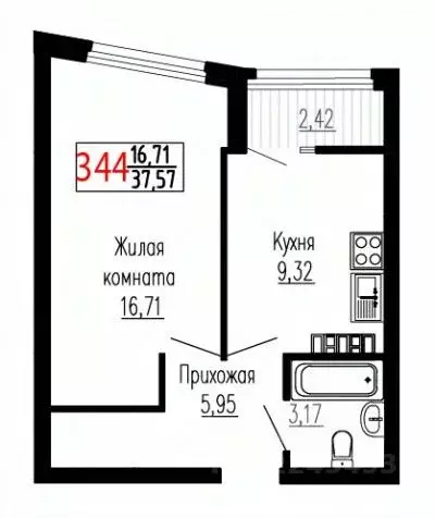 1-к кв. Свердловская область, Екатеринбург ул. Лыжников, 3 (37.4 м) - Фото 1