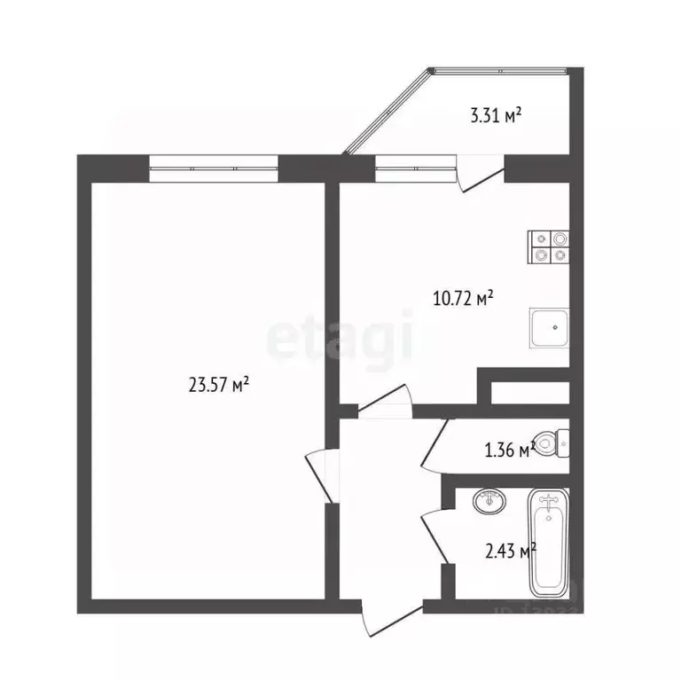 1-к кв. Тюменская область, Тюмень ул. Обдорская, 7 (41.6 м) - Фото 2